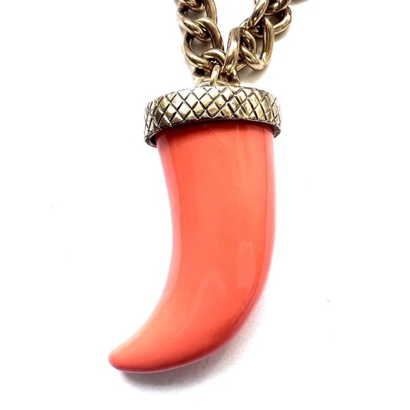 Men/Woman Tiger Tooth Plastic Orange-Gold Color Adjustable Chain Bracelet - Picture 2 of 3